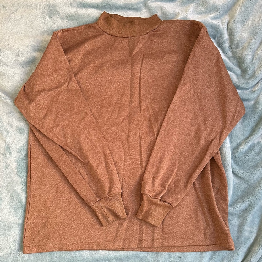 Brown Long Sleeve Turtleneck Top
